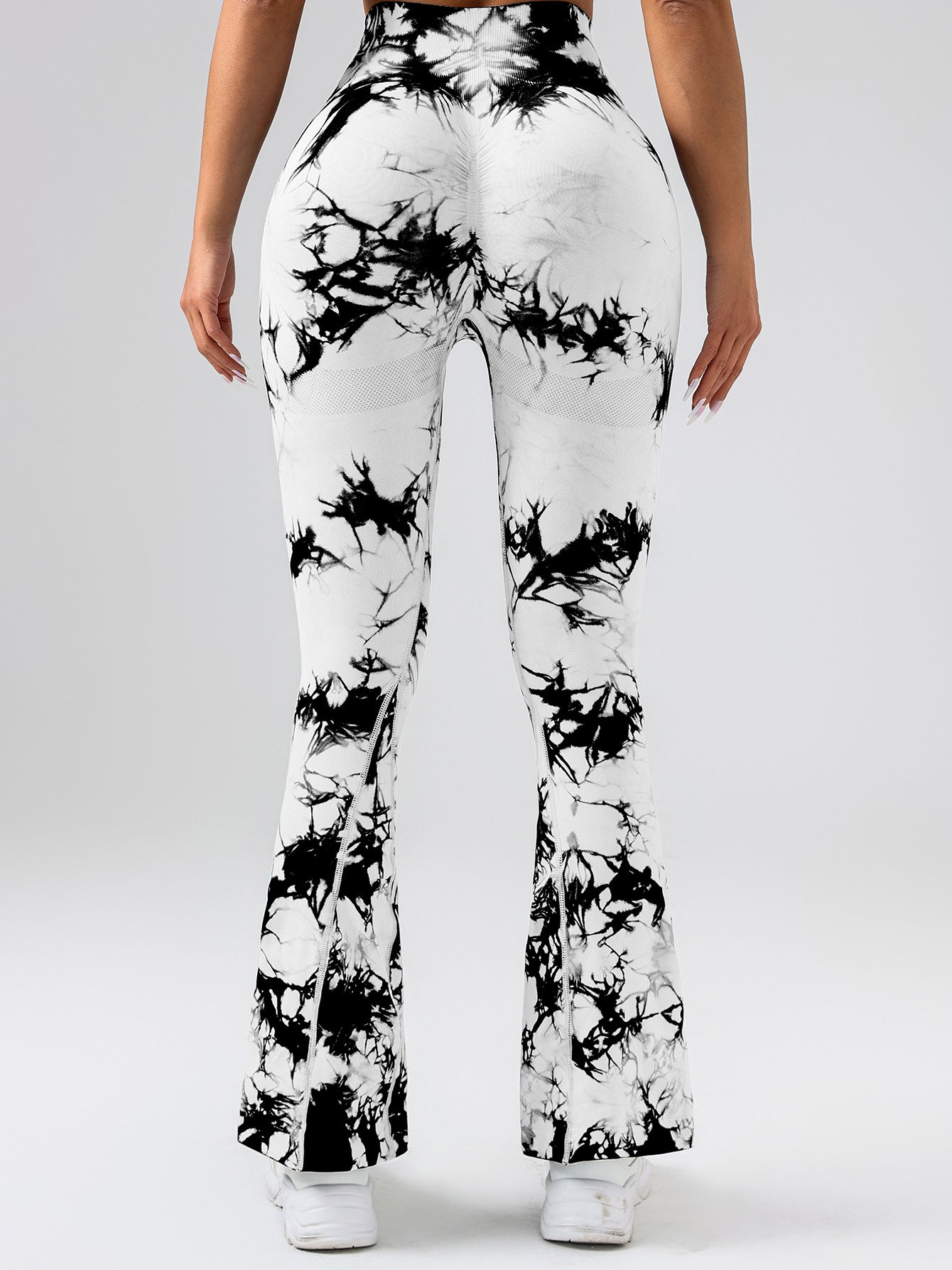 High-Waist Tummy Control Flare Yoga Pants for Women – Tie-Dye Slimming Bootcut Workout Leggings, Stretch Fitness Activewear Ooho