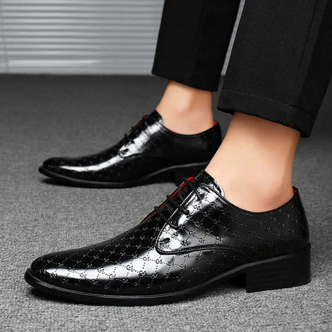 Men's PU Leather Pointed Formal High Heels Ooho 
