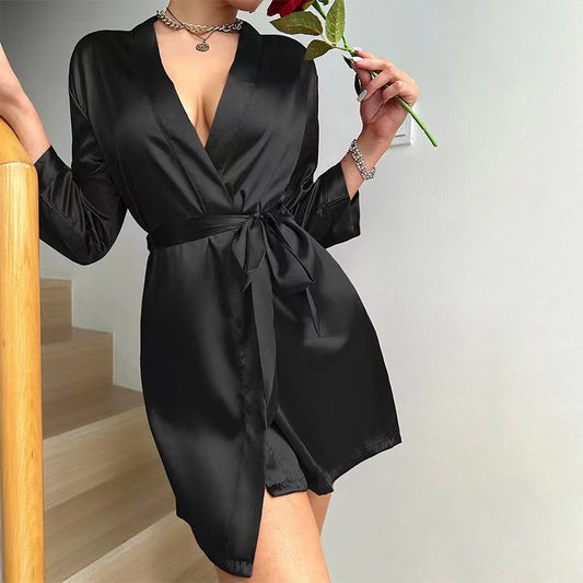 Fashion Personality New Solid Color Ladies' Robe Ooho