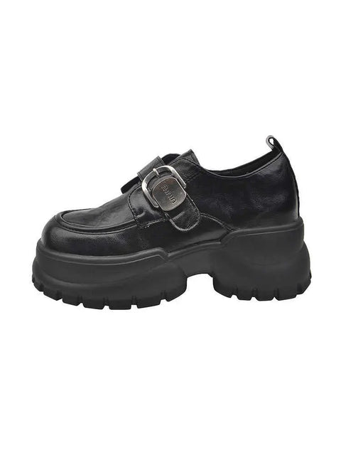 Retro Raise The Bottom Small Leather Shoes Female Loafers Ooho