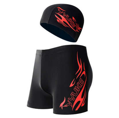 Men's Boxer Swimming Trunks Plus Size Swimsuit Swimming Cap Suit Ooho