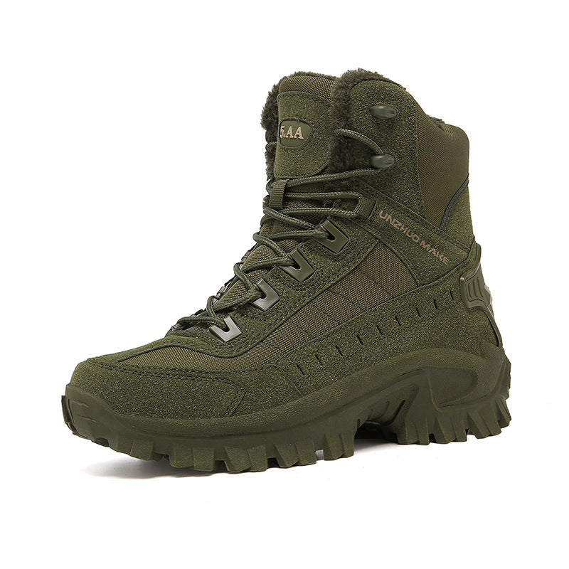 Combat Boots Winter Fleece-lined Warm Snow Boots Men Ooho