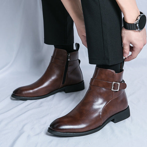 High-top British Fall Winter Men Western Boots Men Ooho