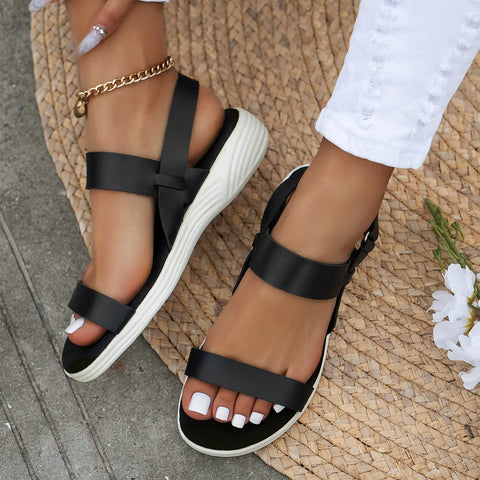 Female Comfortable Flat Heel Women's Peep Toe Sandals Ooho