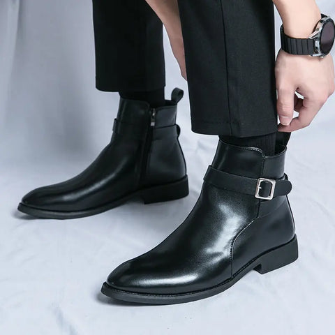 High-top British Fall Winter Men Western Boots Men Ooho 
