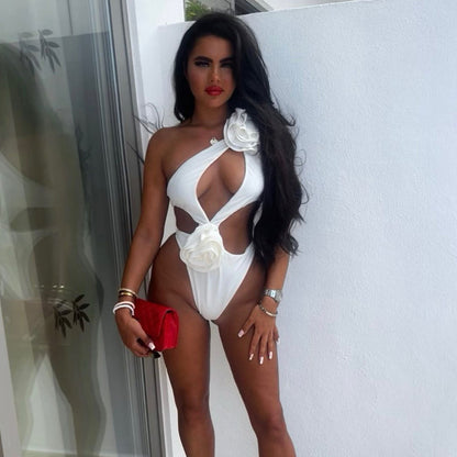 Solid Color Hollow Out One Piece Swimsuit Short Skirt Two-piece Set For Women Ooho