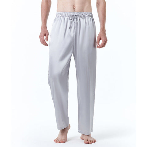 Men's Pure Color Silk Pajama Pants Ooho