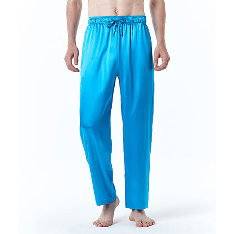 Men's Pure Color Silk Pajama Pants Ooho
