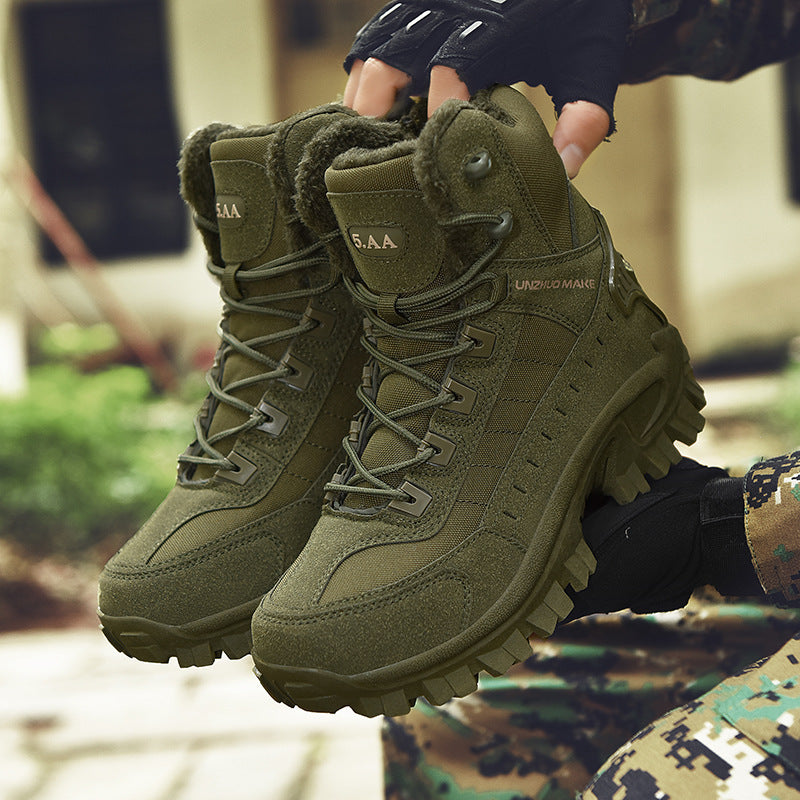 Combat Boots Winter Fleece-lined Warm Snow Boots Men Ooho