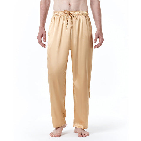 Men's Pure Color Silk Pajama Pants Ooho