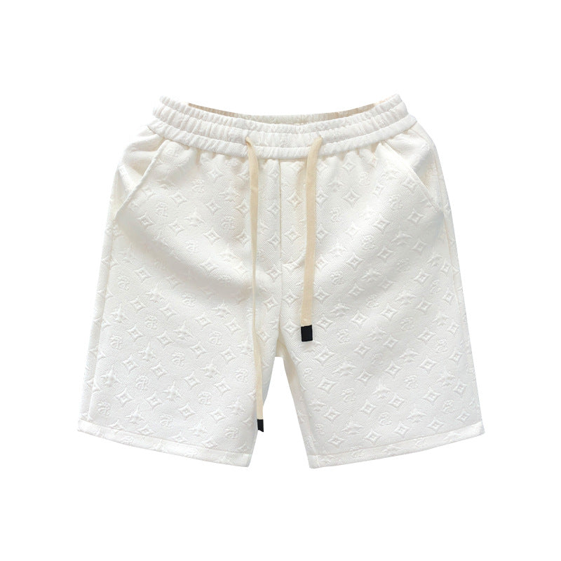 White Jacquard Shorts For Men Shorts Ooho