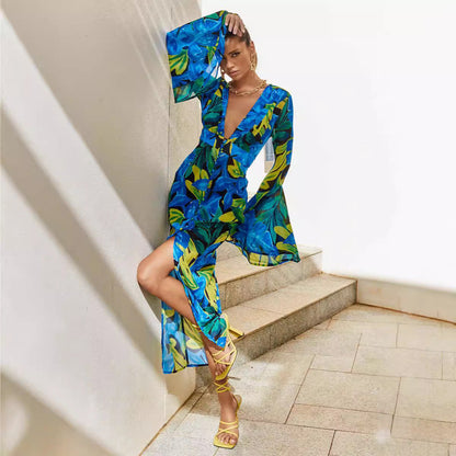Women's Fashion Casual Flare Sleeve Dress | Elegant Loose Fit Day Dress Ooho