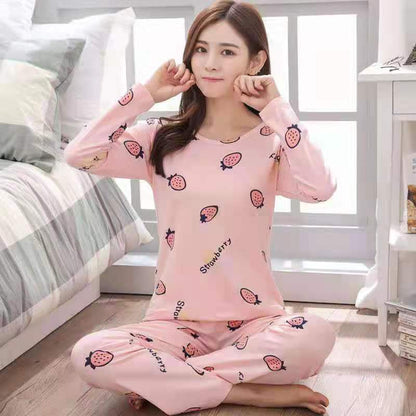 Pajamas Set Women Cute Cartoon Print Sleepwear 2 Piece Lounge Sets Ooho