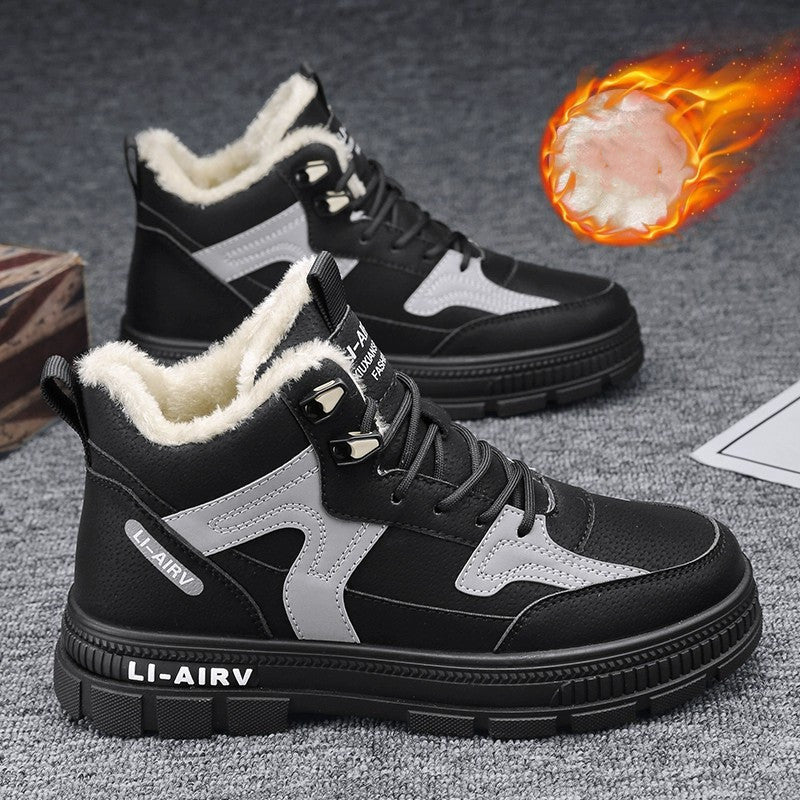 Winter Thickened Velvet Warm Ankle Boots Men Outdoor Subzero Anti-cold Anti-ski Snow Boots Outdoor Casual Walking Running Flat Shoes Ooho