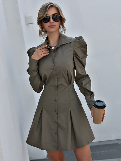 Robe chemise unicolore avec boutons Ooho