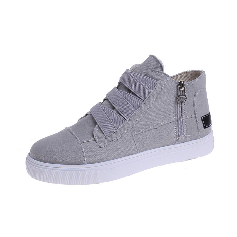 Canvas Flat Shoes Women Side Zipper Walking Sneakers Ooho