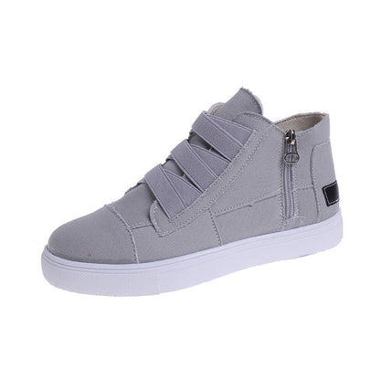 Canvas Flat Shoes Women Side Zipper Walking Sneakers Ooho