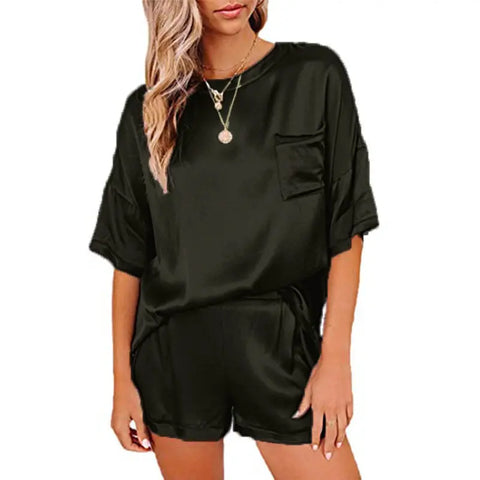 Pajama Set Short Sleeve Sleepwear Women Home Clothing Ooho