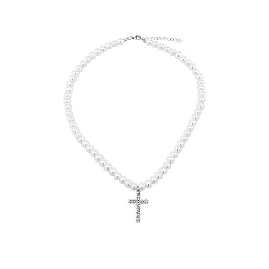 Pearl Cross Necklace Male Hip Hop Ooho