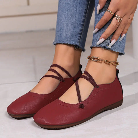 Fashion Square Toe Flats Shoes Shallow Slip-on  Loafers Casual Cozy Shoes Ooho