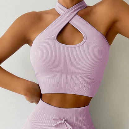 Drawstring Cross Sports Bra Vest For Women Ooho