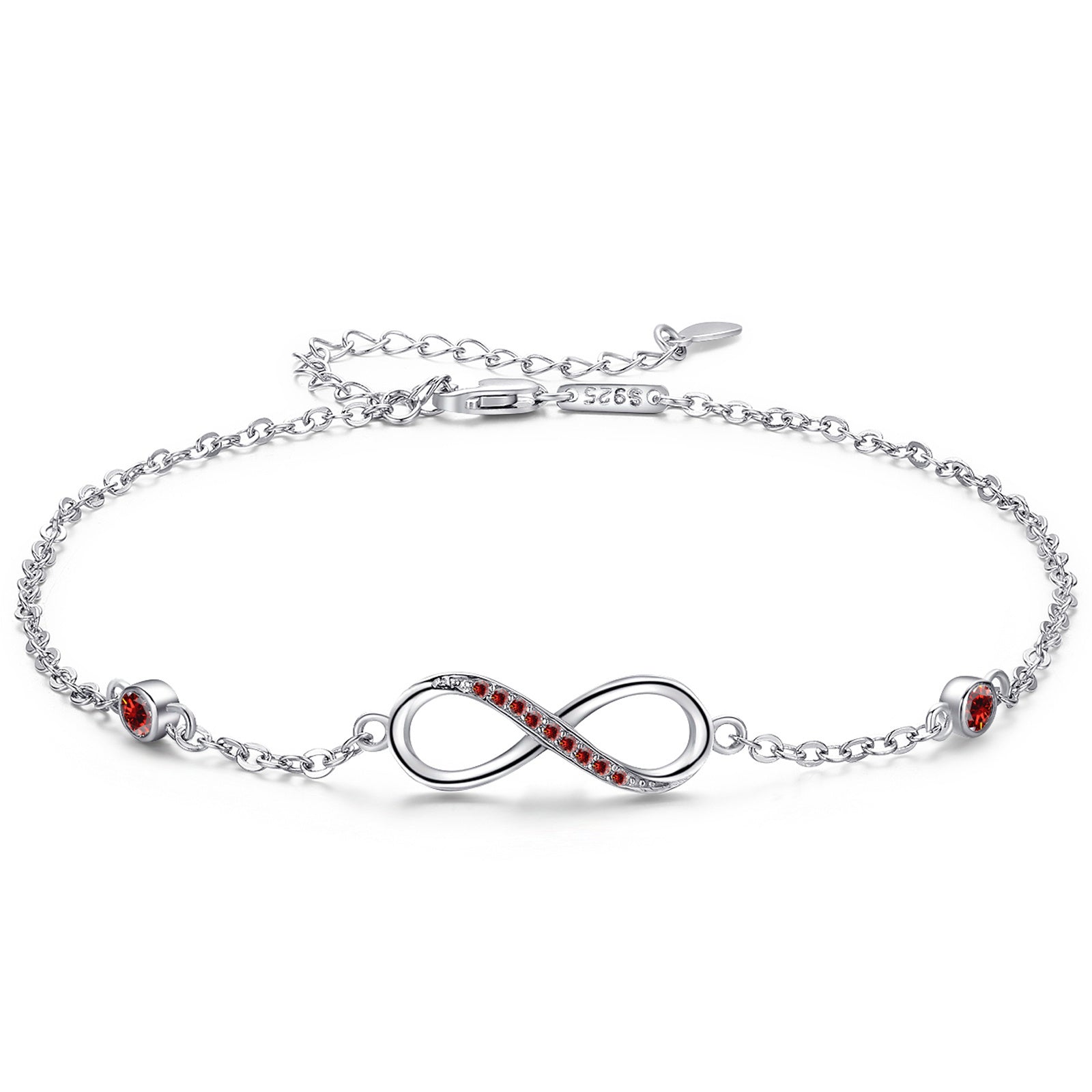 Sterling Silver Endless Love Symbol Anklet Charm Adjustable Chain Anklets For Women Ooho