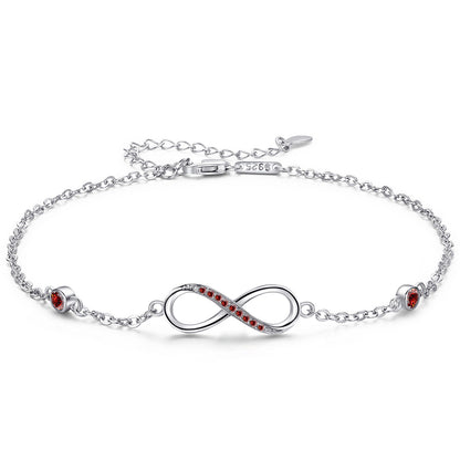 Sterling Silver Endless Love Symbol Anklet Charm Adjustable Chain Anklets For Women Ooho