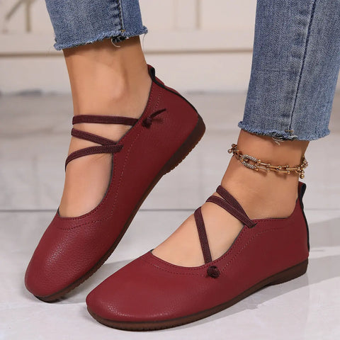 Fashion Square Toe Flats Shoes Shallow Slip-on  Loafers Casual Cozy Shoes Ooho