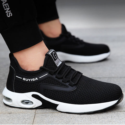 Black Sneakers Men Work Safety Shoes Lightweight Breathable For Gym Travel Work Casual Tennis Running Shoes Ooho