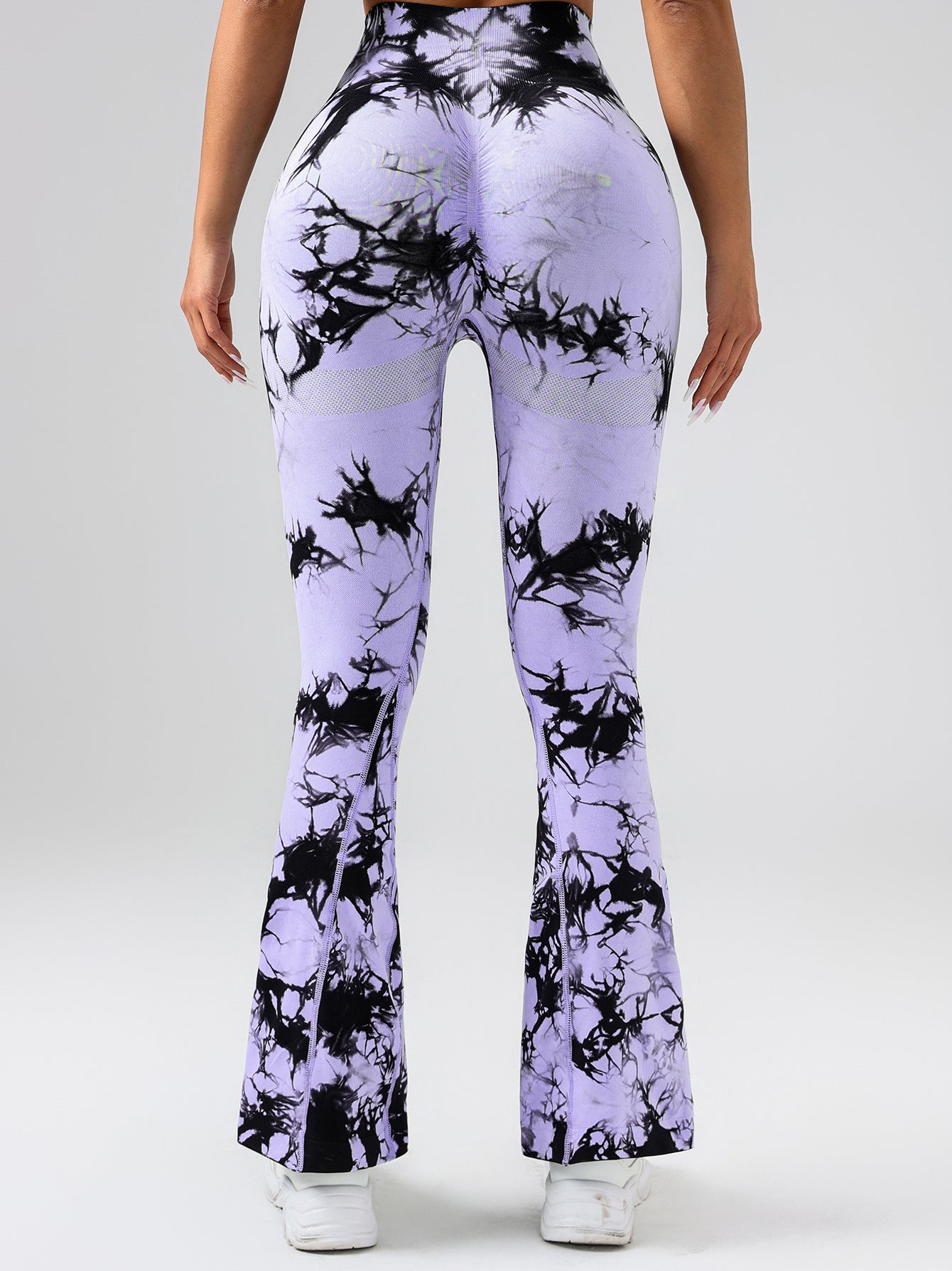 High-Waist Tummy Control Flare Yoga Pants for Women – Tie-Dye Slimming Bootcut Workout Leggings, Stretch Fitness Activewear Ooho