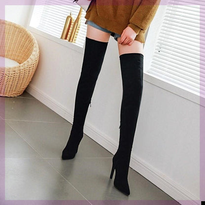 Women Stretch Knee Big Red Boots Ooho