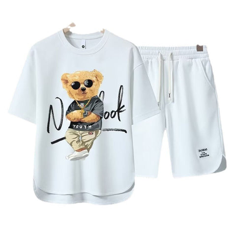 Short-sleeved T-shirt Summer Men Leisure Set Teenagers Student Sports Suit Junior High School Running Two-piece Suit Ooho