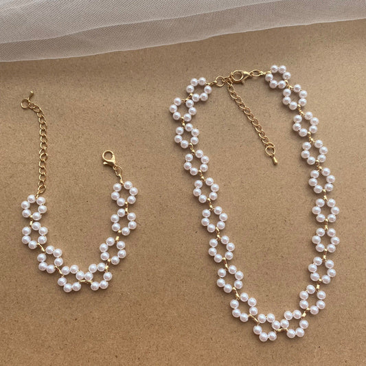 Pearl Necklace Bracelet For Women Ooho