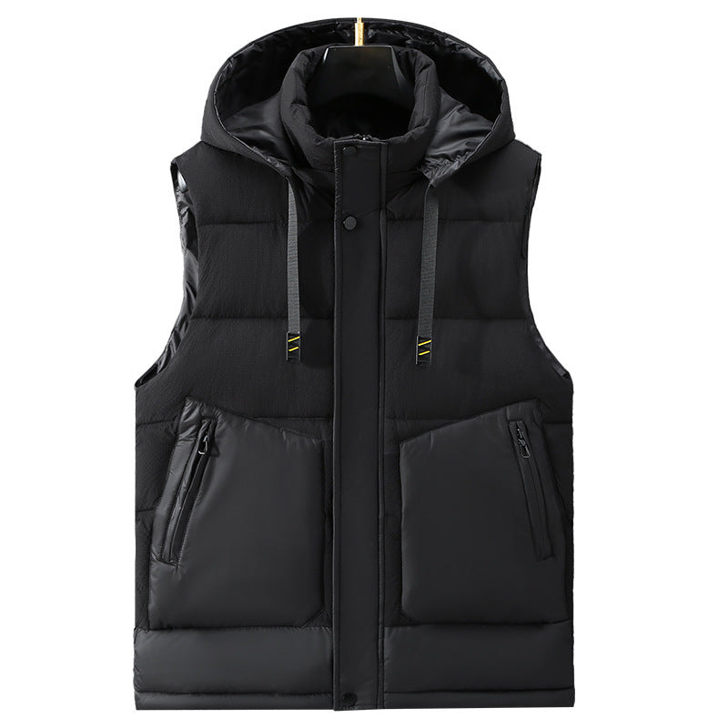 Fashion Trendy Men Cotton Vest Wholesale Winter Menswear New Disassembly Cap Men Cotton Waistcoat Outer Wear Vest Men Ooho