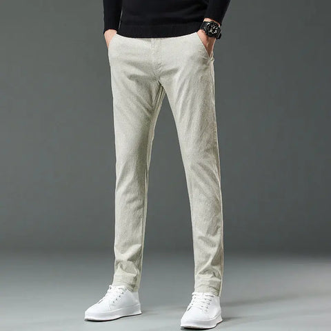 Fine Plaid Stretch Pencil Pants Slim-fit Pants Men Ooho