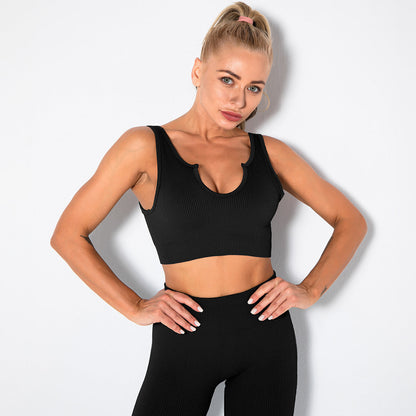 Women's Seamless Sports Bra Workout Crop Top Tank Tops For Women Longline Sports Bra Ribbed Crop Top Fitness Ooho