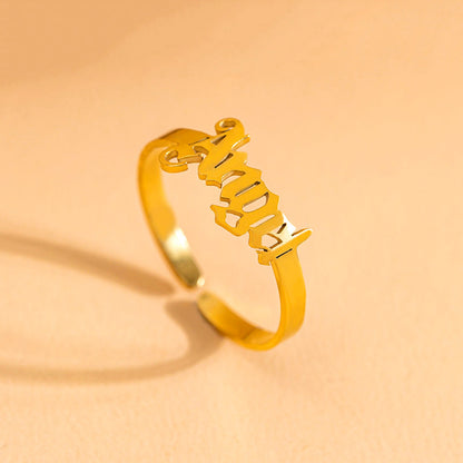 Gold Letter Angel Adjustable Rings For Women Ooho
