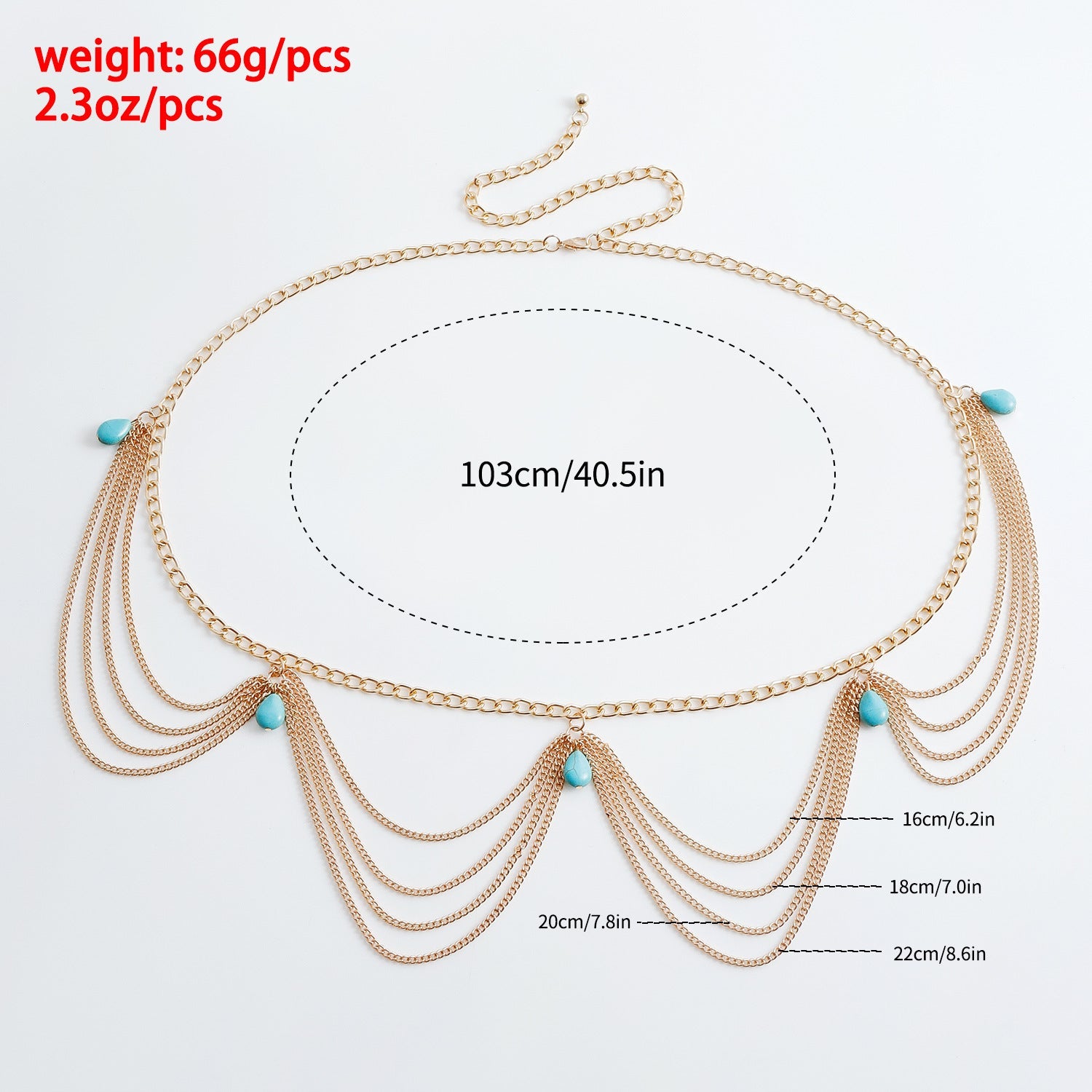 Classic Retro Turquoise Waist Belly Chain For Women Summer Beach Sexy Simple Body Chain Jewelry Accessories Gift Ooho