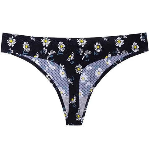 Printed Breathable One Piece Low Waist Thong Women Ooho