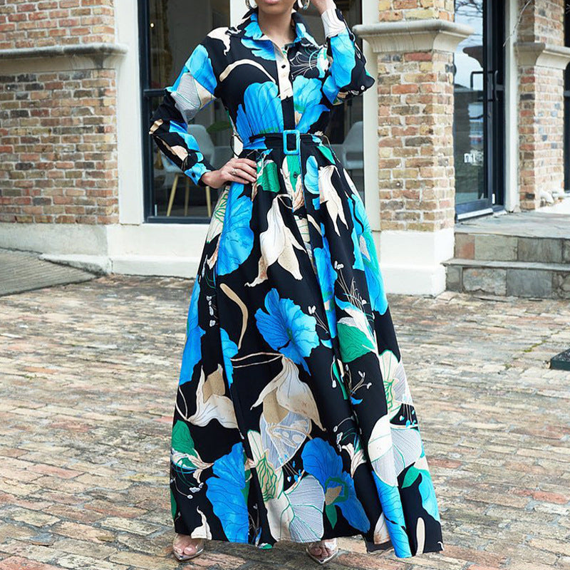 Women's Fashionable Printed Midi Dress Ooho