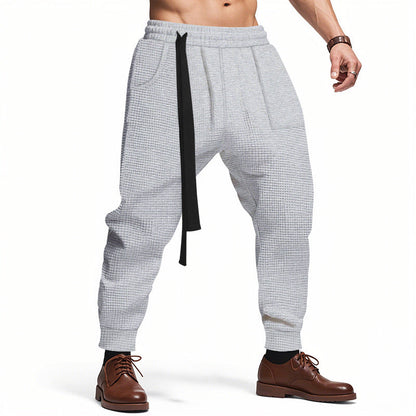 Men's Casual Pants Solid Waffle Male Hip Hop Streetwear Track Pants Joggers Trousers Fashion Harajuku Men Pants Ooho