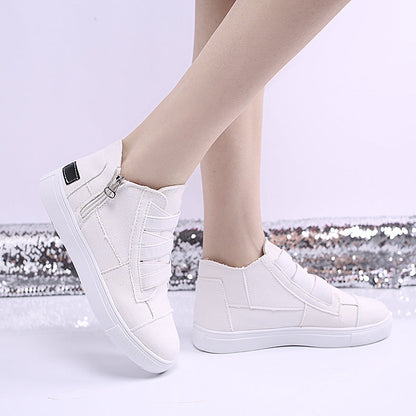 Canvas Flat Shoes Women Side Zipper Walking Sneakers Ooho