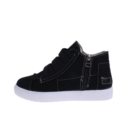 Canvas Flat Shoes Women Side Zipper Walking Sneakers Ooho