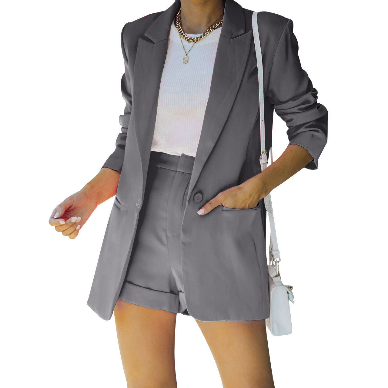 Women’s Fashion Casual Suit Shorts Set | Stylish Two-Piece Outfit for Ladies Ooho