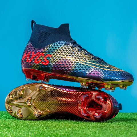 Men's Outdoor Training Gold-plated Bottom High-top Soccer Shoes Ooho 