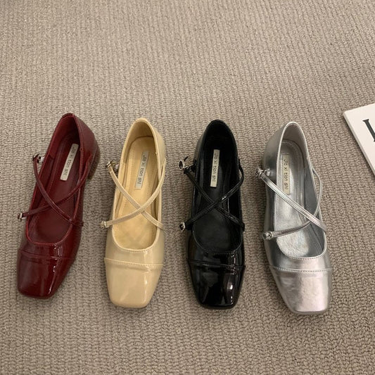 Red Cross Buckle Mary Jane Shoes Women Ooho