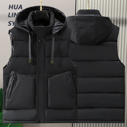 Fashion Trendy Men Cotton Vest Wholesale Winter Menswear New Disassembly Cap Men Cotton Waistcoat Outer Wear Vest Men Ooho