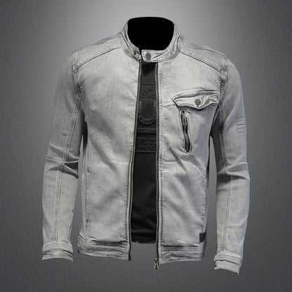 High Quality Stretch Zipper Denim Jacket Men Ooho