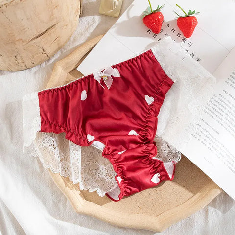 Panties For Women Lace Kawaii Sexy Lingerie Underwear Heart Print Gril Briefs Female Casual Ooho