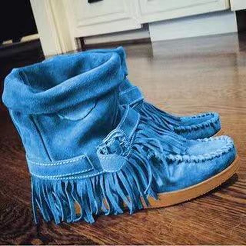 Fringe Middle Boots Women Sexy Tassel Boots Fashion Buckle Ooho